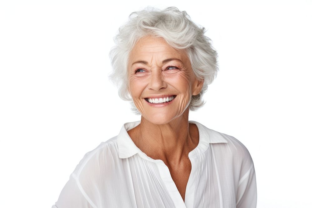 Senior woman smiling portrait laughing adult.