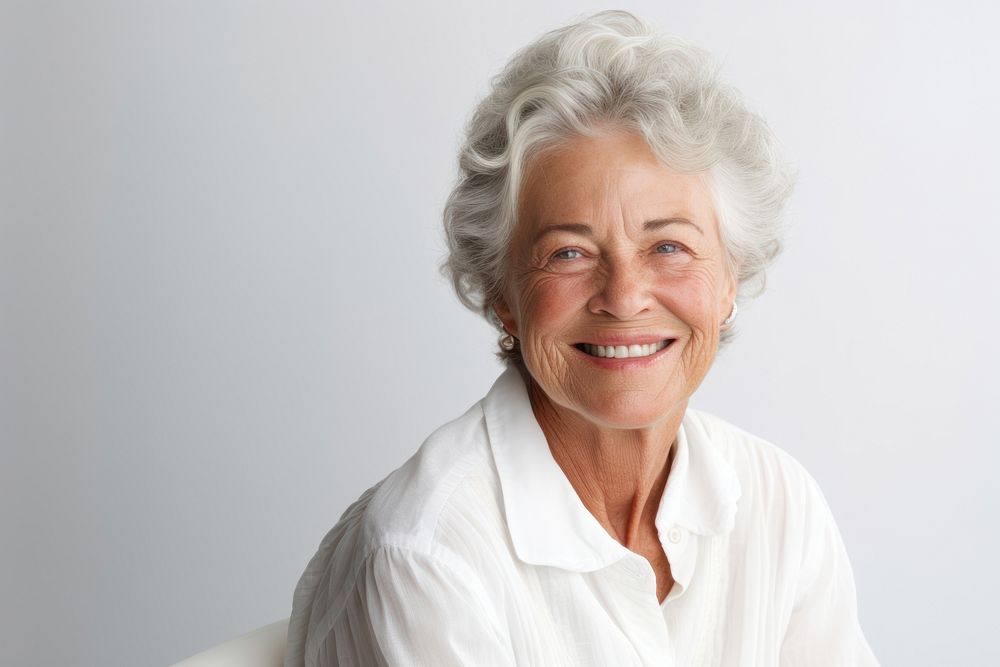 Senior woman smiling portrait laughing adult.