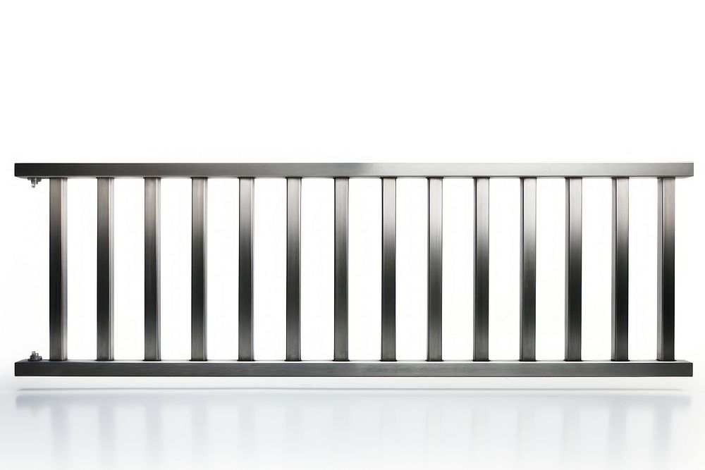 Stainless fence handrail railing white background.