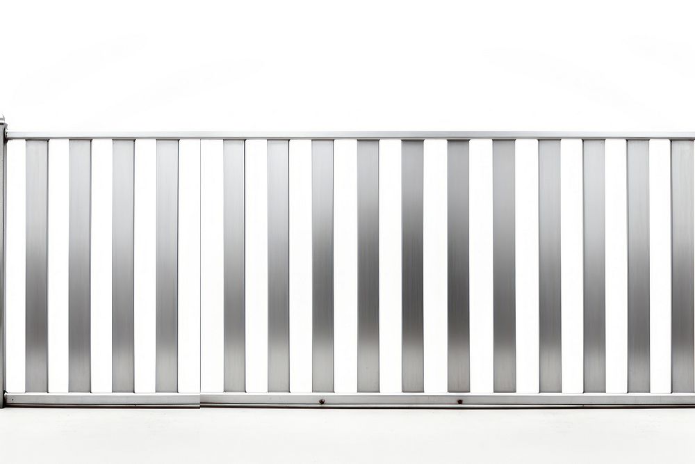 Stainless fence gate white background architecture.