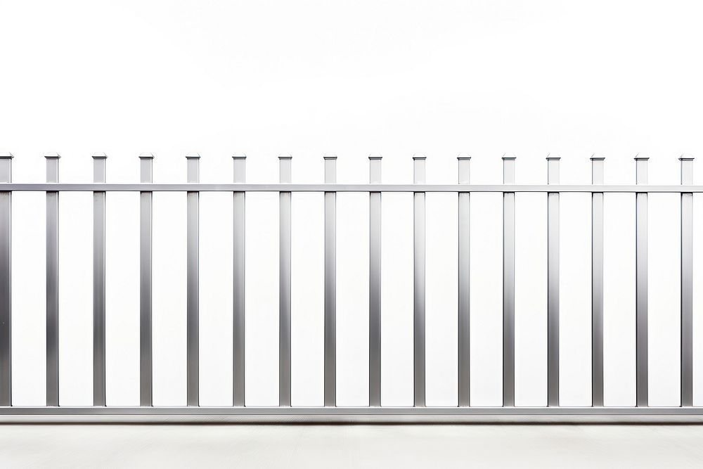 Stainless fence backgrounds white gate.