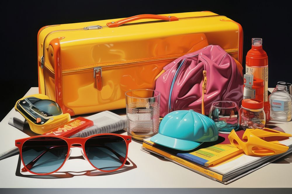 Accessories sunglasses handbag luggage.