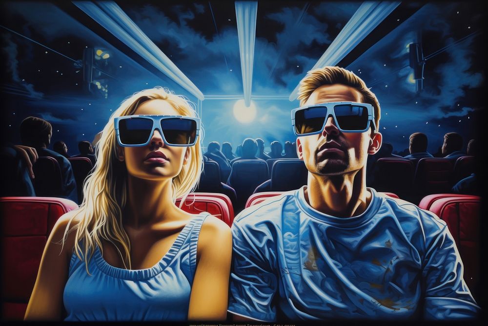 Movie theater watching sunglasses portrait adult.