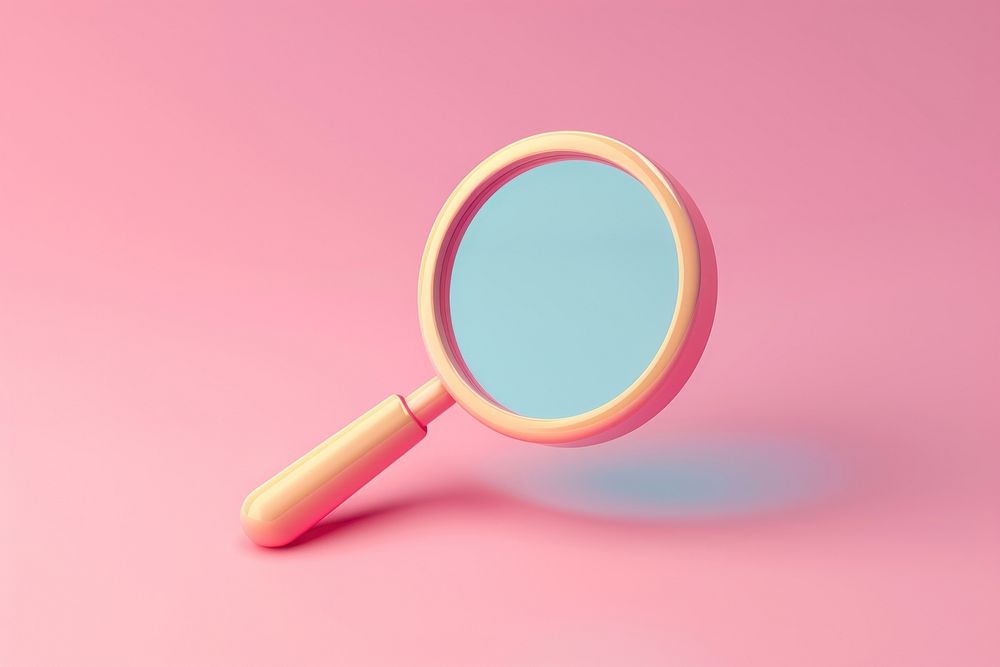 Magnifying glass circle shape pink.
