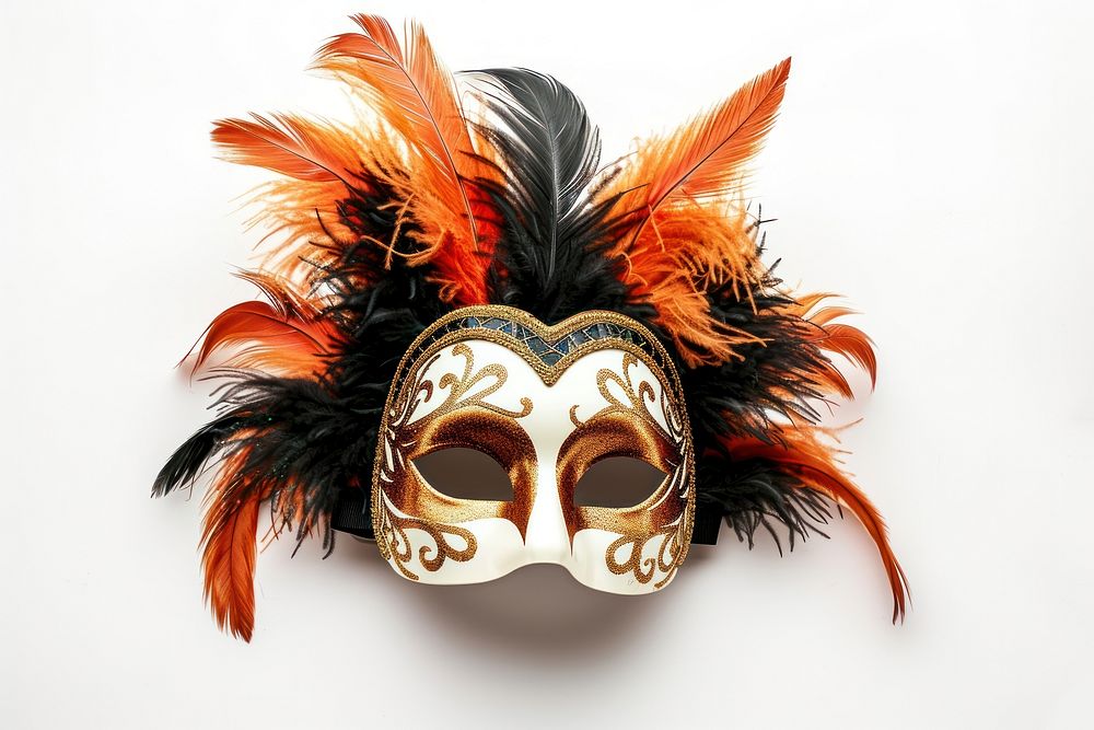 Venetian carnival mask feather white background celebration.