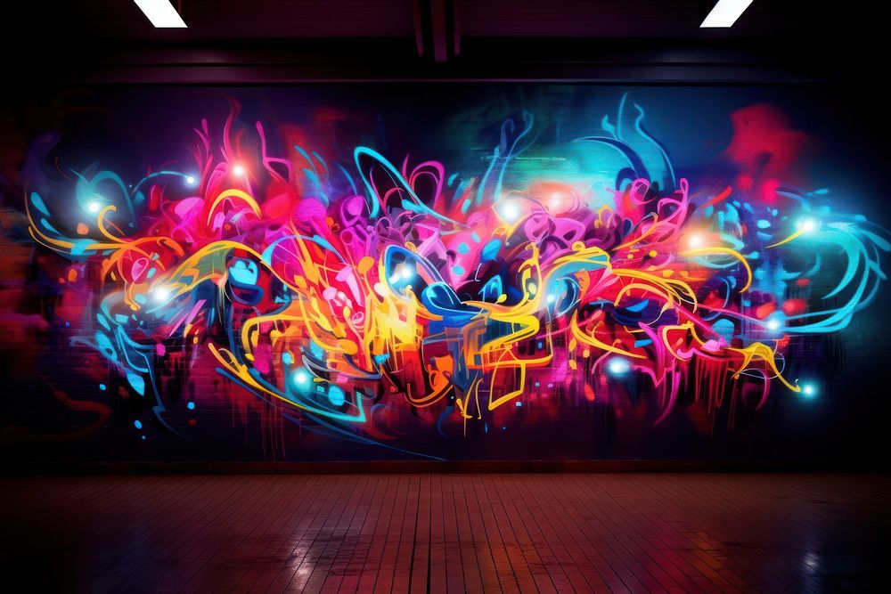 Graffiti wall graffiti light art.