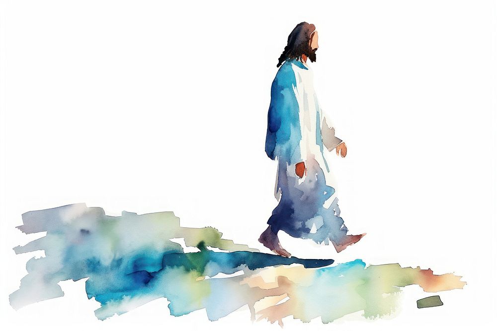 Watercolor illustration jesus walking painting | Premium Photo ...