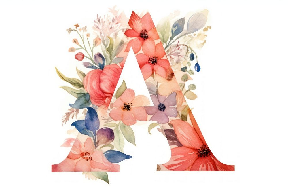 Floral inside Alphabet A flower art pattern.
