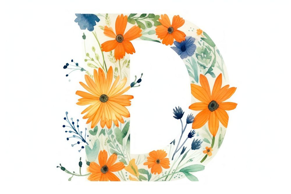 Floral inside Alphabet D flower number pattern.