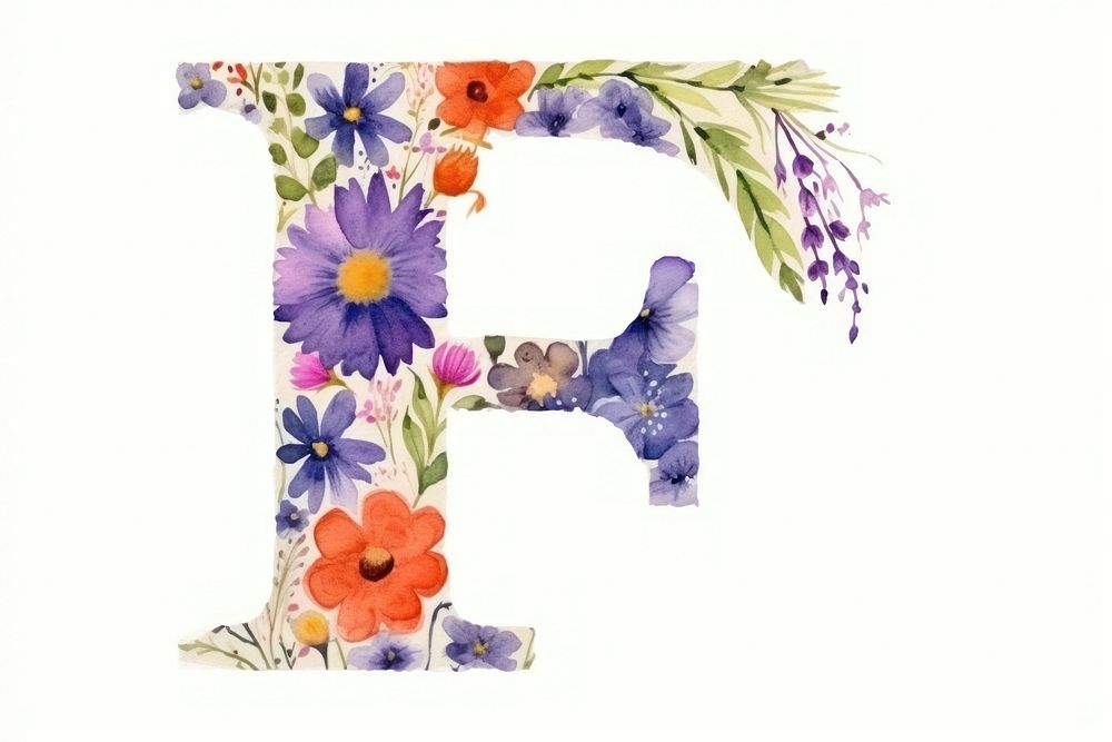 Floral inside Alphabet F flower pattern number.