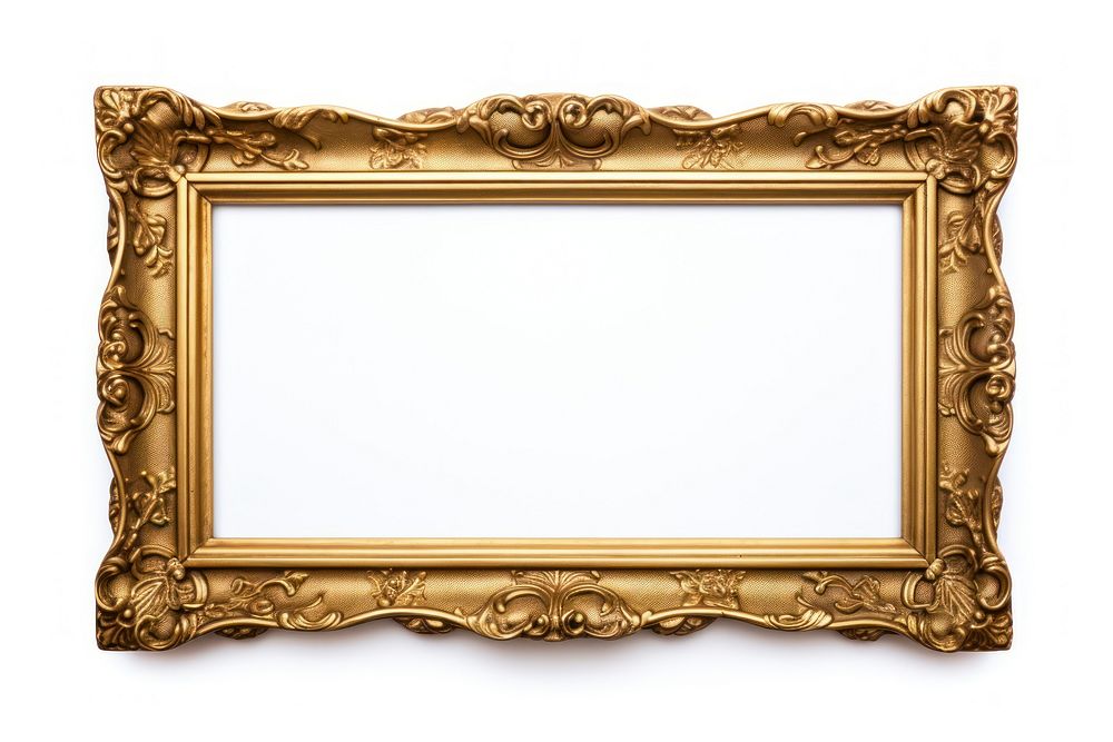 Gold frame vintage rectangle white background architecture.