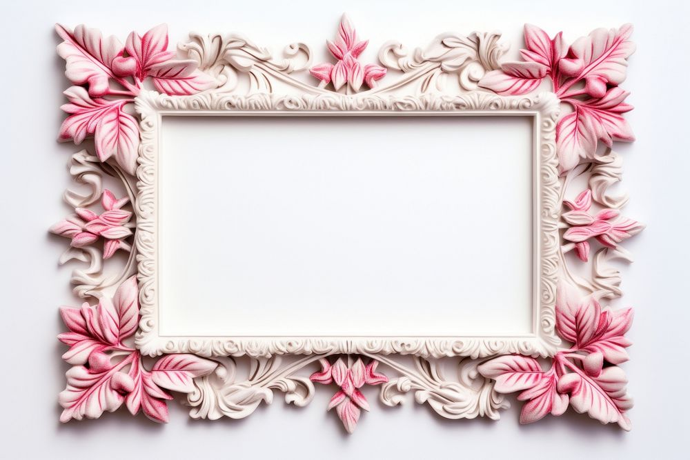 Blank pink pattern rectangle flower frame.