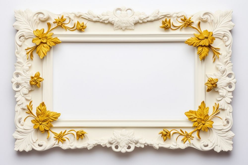 Blank yellow pattern rectangle frame white.