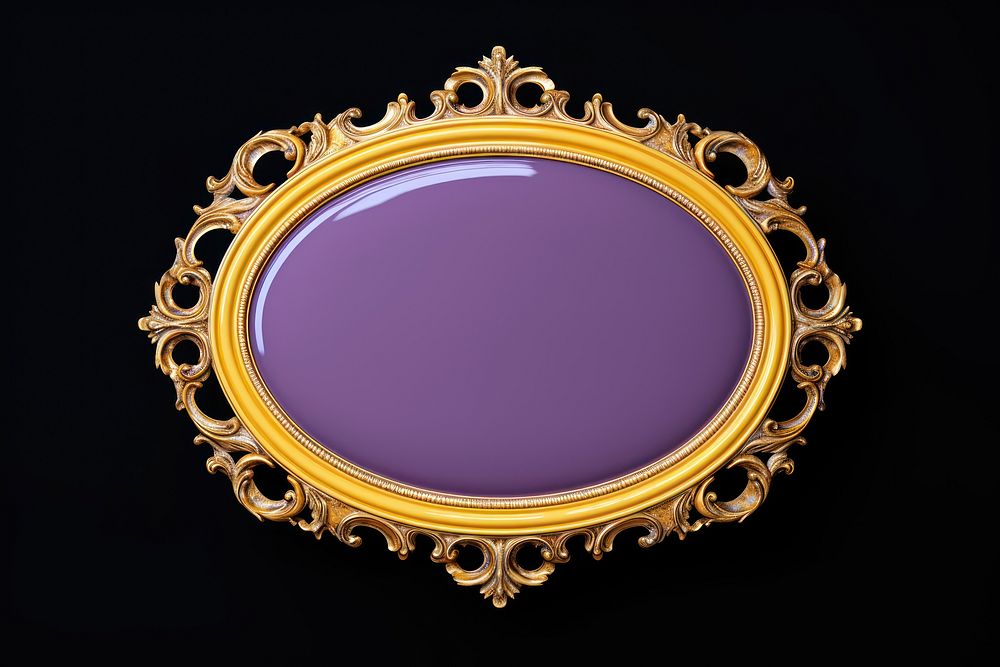 Yellow purple ceramic oval design Renaissance frame vintage gemstone jewelry photo.