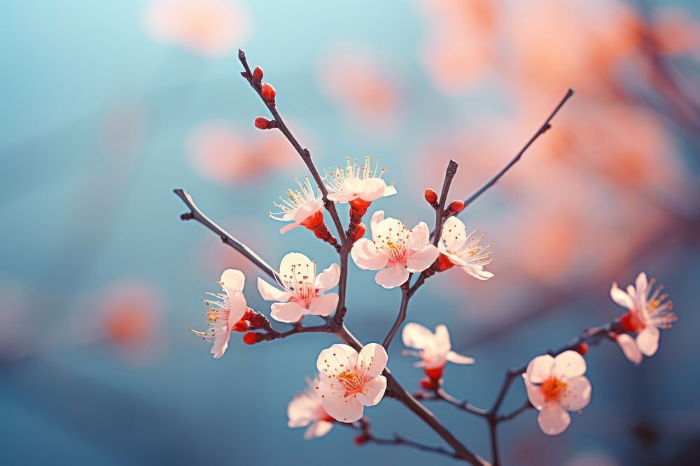 Pink cherry blossoms outdoors flower branch.