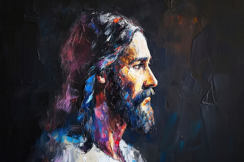 Acrylic paint jesus art painting portrait.