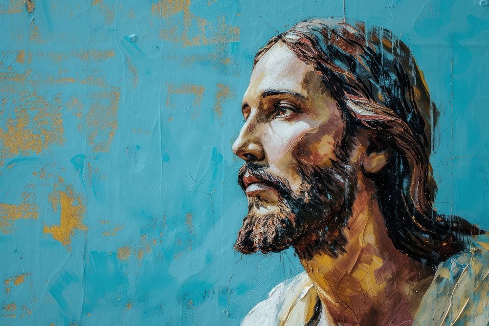Acrylic paint jesus art painting portrait.