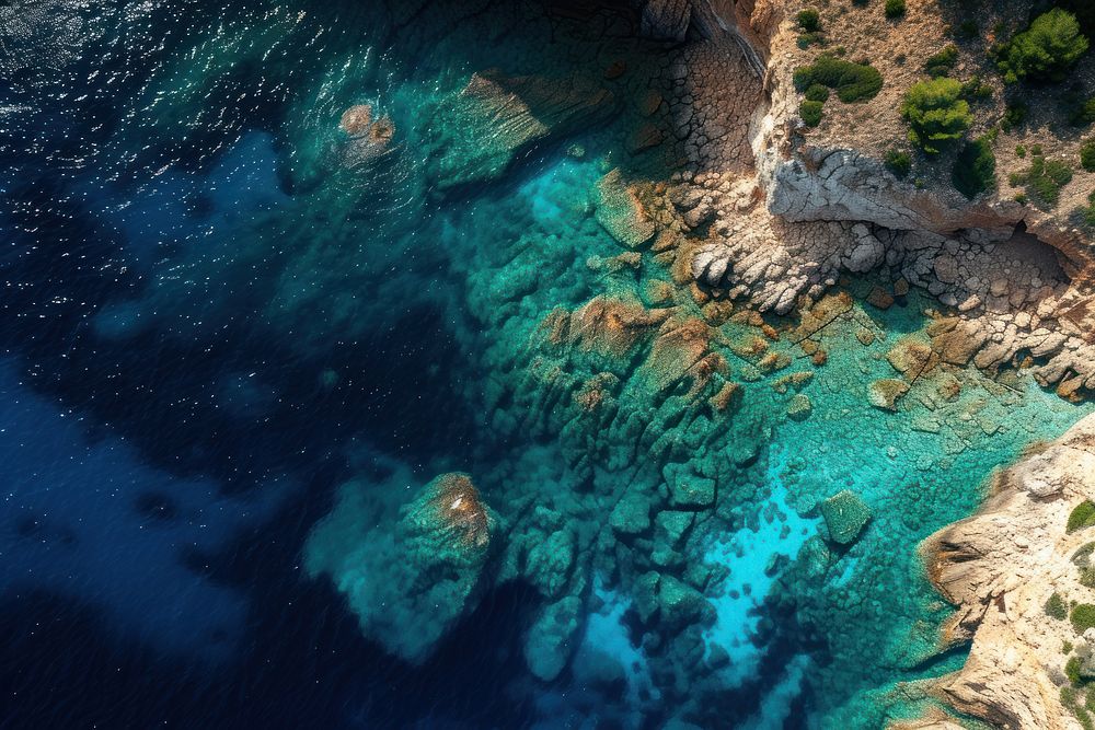 Aerial view of mediterranean sea land outdoors nature.
