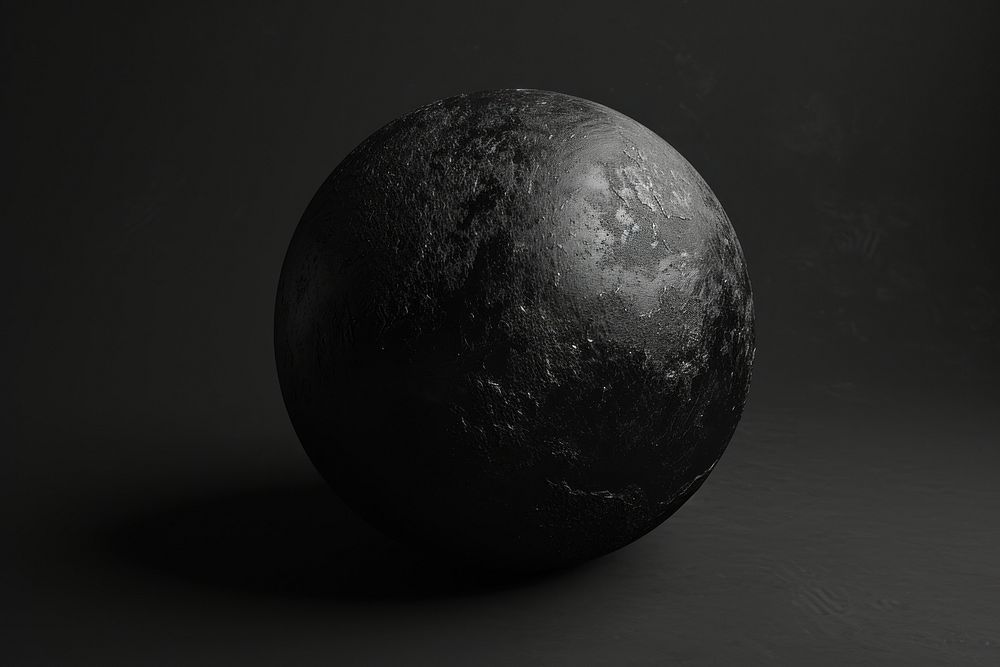 Black goft ball on a black background space astronomy sphere.