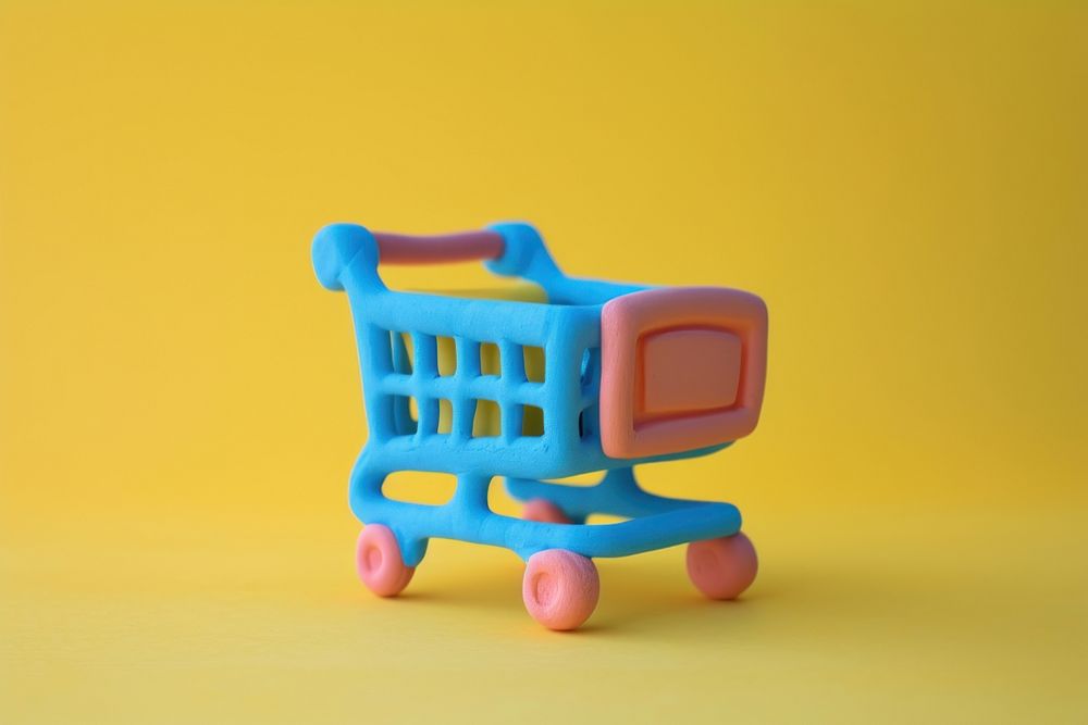 Shopping trolley toy furniture yellow.
