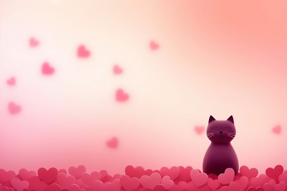 Cat and hearts backgrounds cartoon animal.
