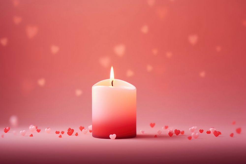 Candle in hearts shape red illuminated celebration.