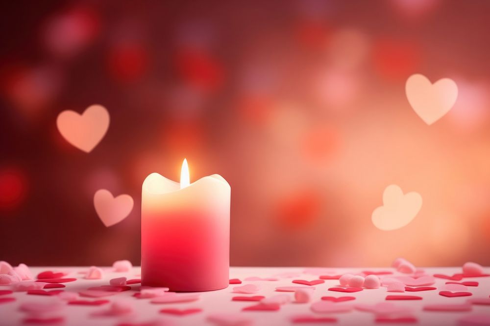 Candle in hearts shape red spirituality illuminated.