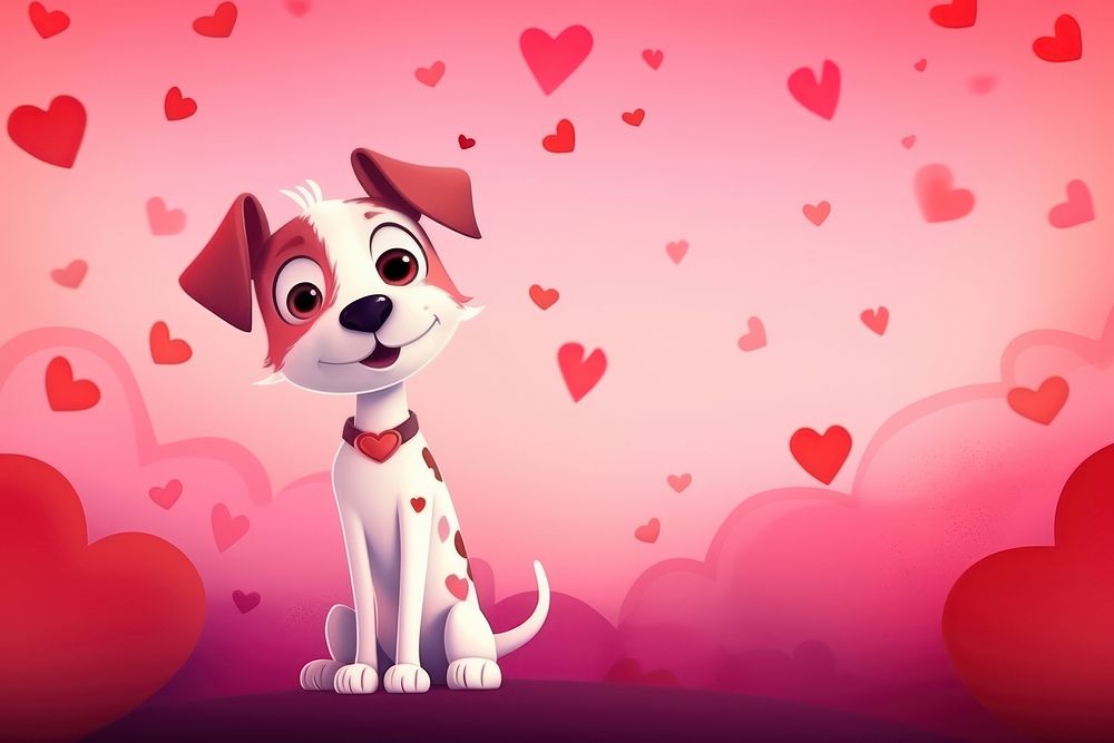 Dog and hearts backgrounds cartoon cute.