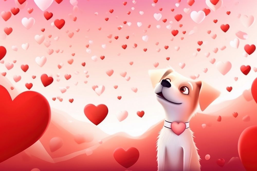 Dog and hearts backgrounds red celebration.