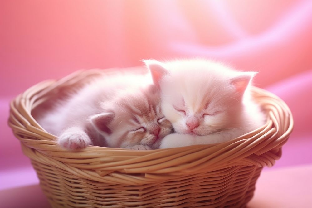 Kitten basket mammal cute.