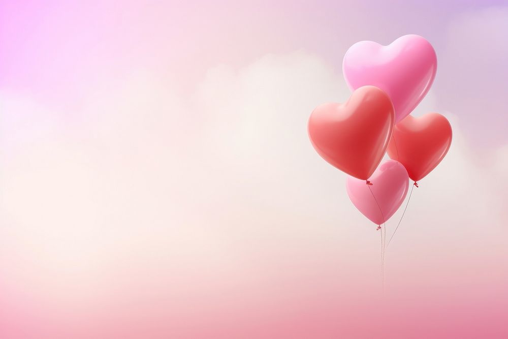 Heart and balloon gradient background love pink red.