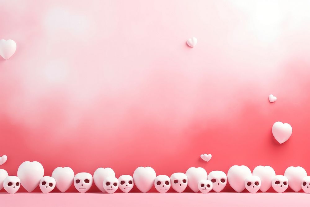 Cute Simplified skull and hearts petal red celebration.