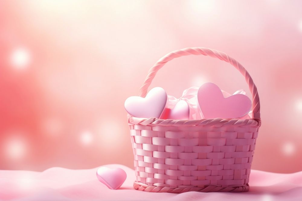 Valentine gift basket pink red celebration.