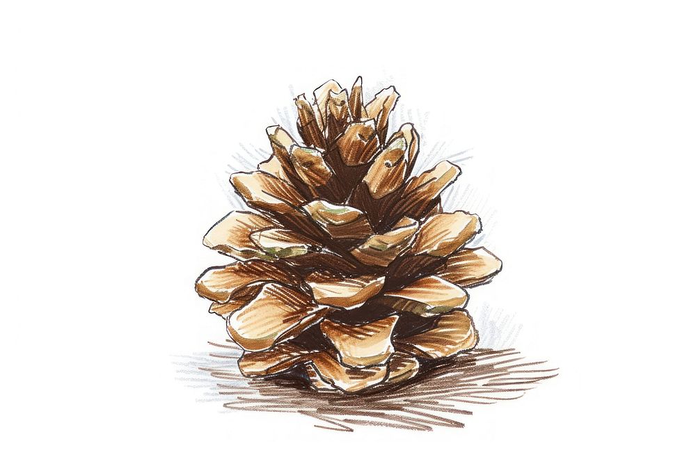 Hand-drawn sketch pine cone drawing plant tree.
