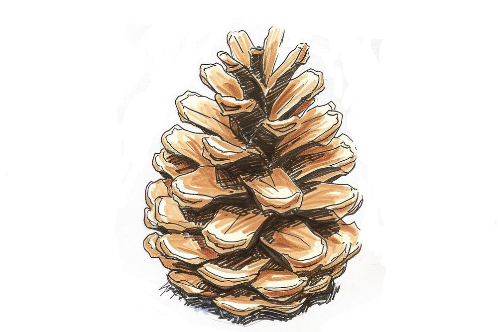 Hand-drawn sketch pine cone plant tree christmas.