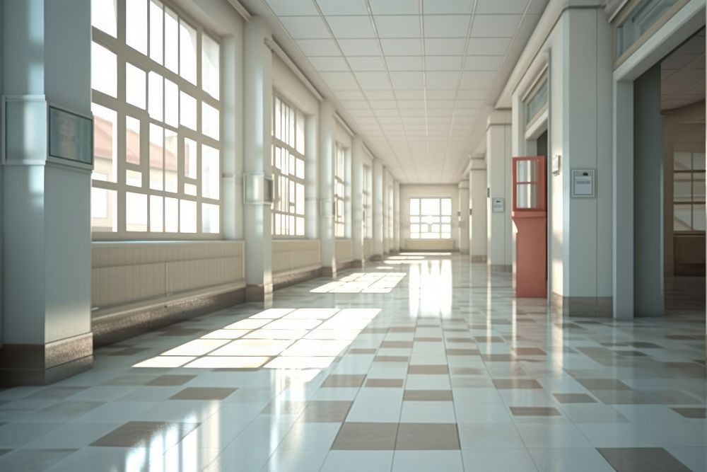 Hospital hallway floor architecture building.