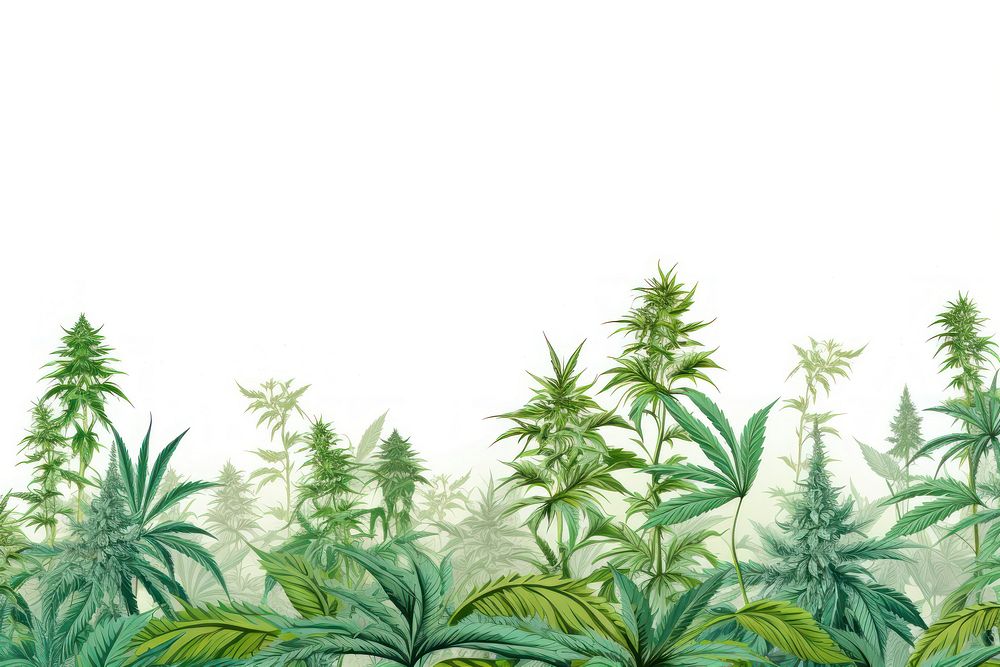 Cannabis line horizontal border backgrounds vegetation nature.