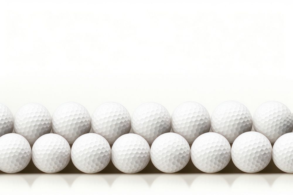 Golf ball line horizontal border sports white white background.