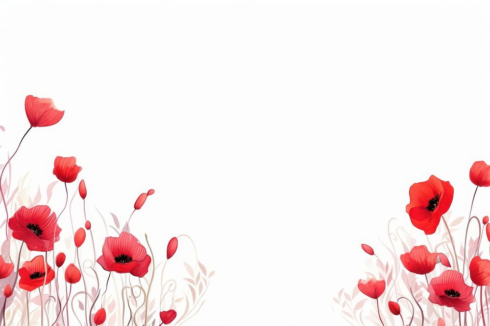 Poppy line horizontal border backgrounds flower petal.