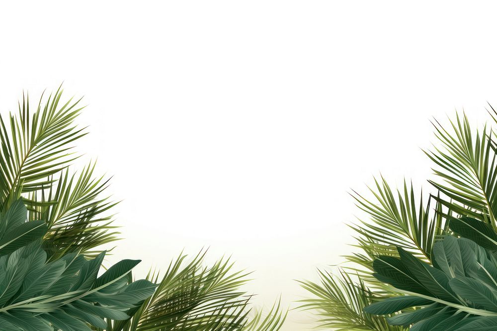 Palm leaves line horizontal border backgrounds outdoors nature.