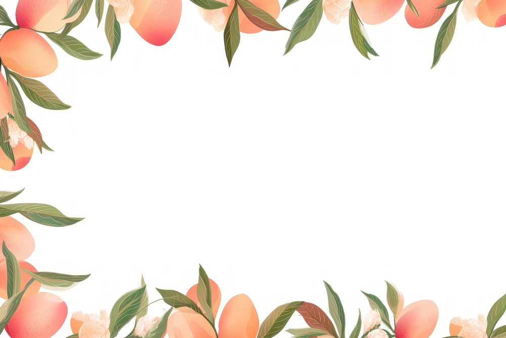 Peach line horizontal border backgrounds plant fruit.