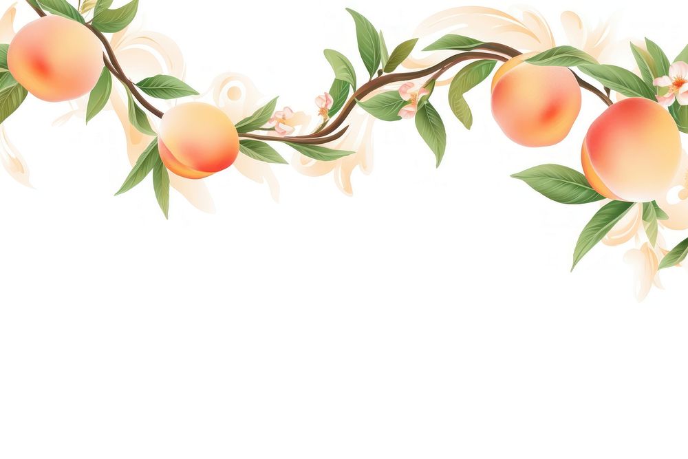 Peach line horizontal border fruit plant food.