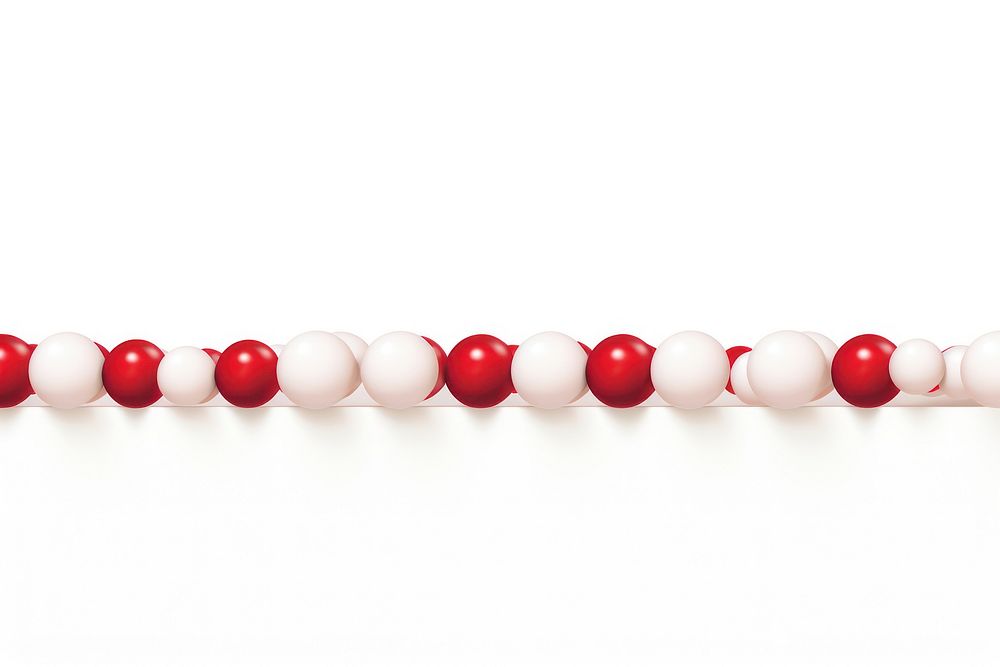 Ping pong ball line horizontal border jewelry bead white background.
