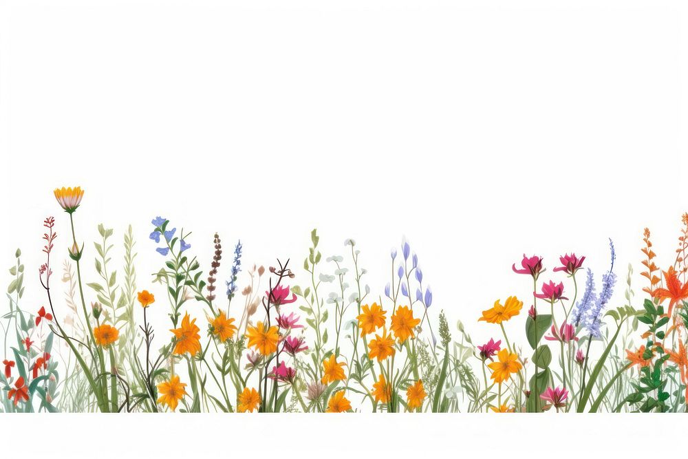 Wildflower line horizontal border backgrounds outdoors pattern.