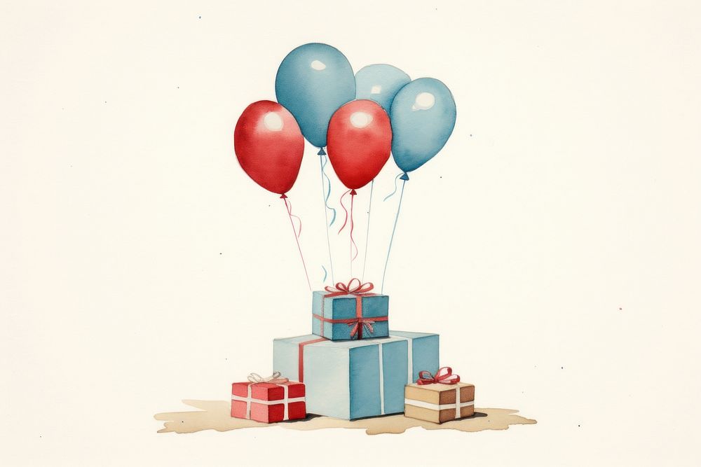 Litograph minimal birthday cake balloon box anniversary.