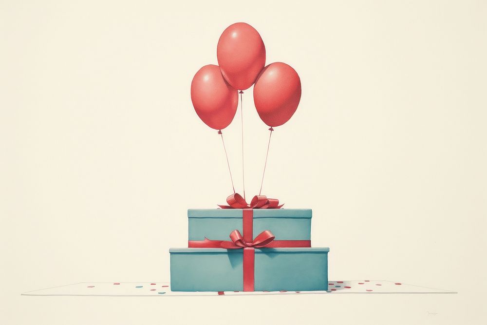 Litograph minimal birthday cake balloon gift box.