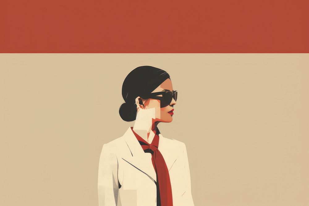 Litograph minimal business woman sunglasses performer portrait.