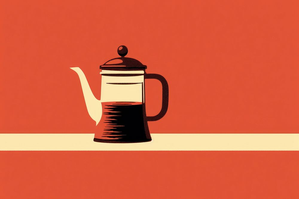 Litograph minimal coffee teapot cup mug.