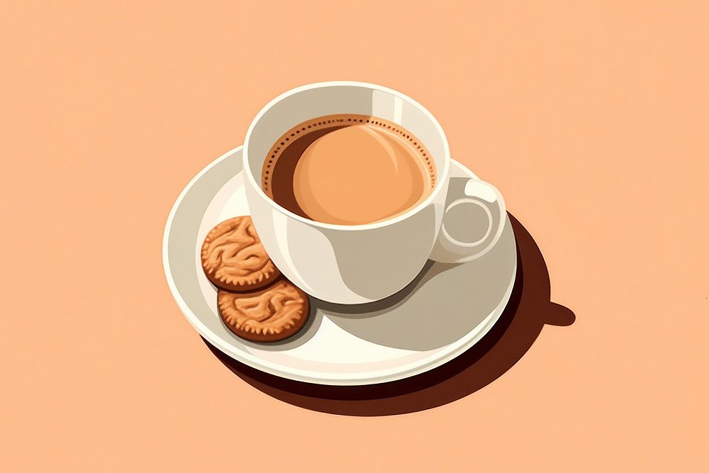 Litograph minimal coffee cookie saucer drink.