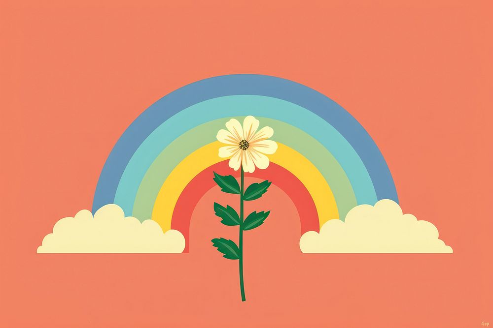 Litograph minimal flower rainbow outdoors nature.